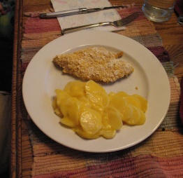 Breaded Chicken and Au Gratin Potatoes