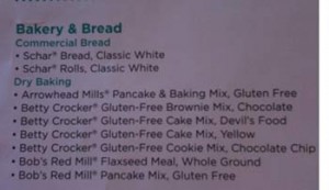 Part of Cub Foods' Gluten Free List