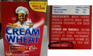 Cream of Wheat also declares wheat on label